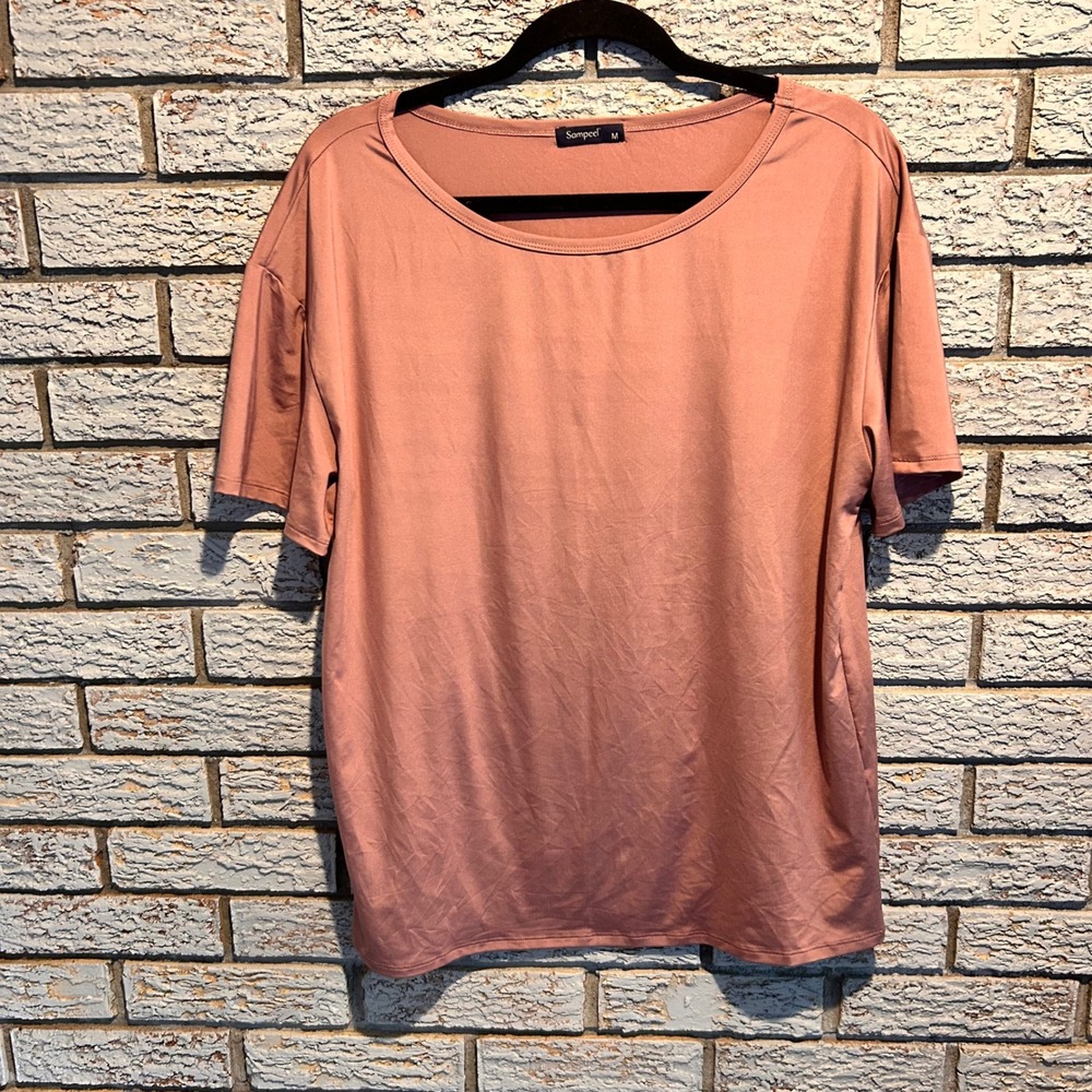 Sampeel Womens Short Sleeve Scoop Neck T-Shirt Mauve Pink Size M